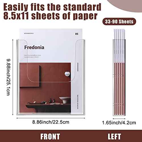 Wesiti Acrylic Brochure Holder 8.5 x 11 Inches Wall Mount Flyer Holder Plastic Slat Wall Display Single Pocket Box for Magazines Poster Papers Files Menu Pamphlet Literature Documents (6)