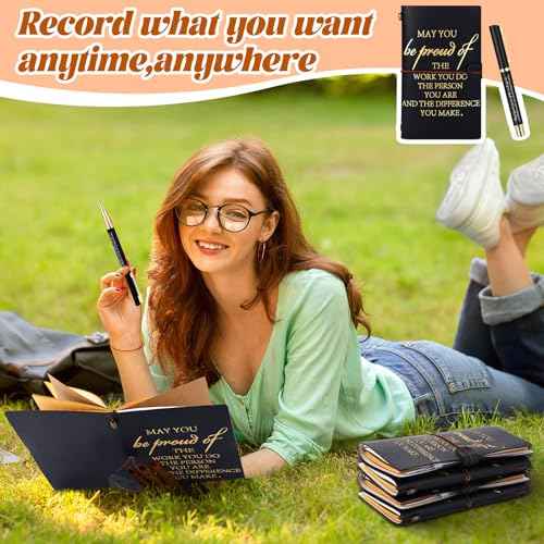 Booson 20 Pcs Employee Appreciation Gifts Inspirational Leather Notebooks Bulk Encouragement Journals Motivational Ballpoint Pens Thank You Gifts for Nurse Teacher Coworker Women Men