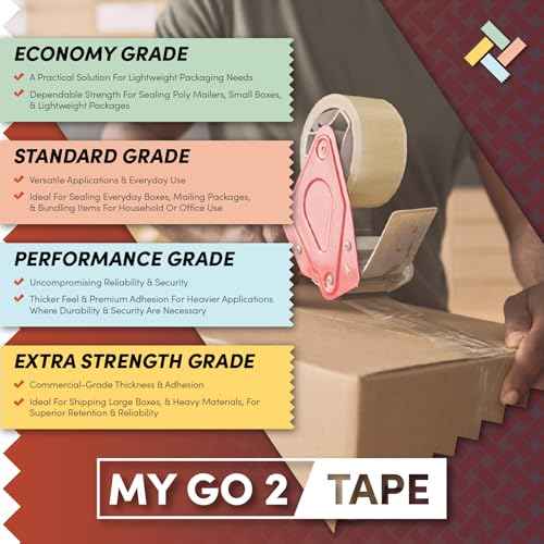 My Go 2 Heavy Duty Packing Tape, 4 Pack, 60 Yard Rolls, Clear, 2.7 MIL, Carton Tape Refill for Shipping, Mailing, Packaging and Moving