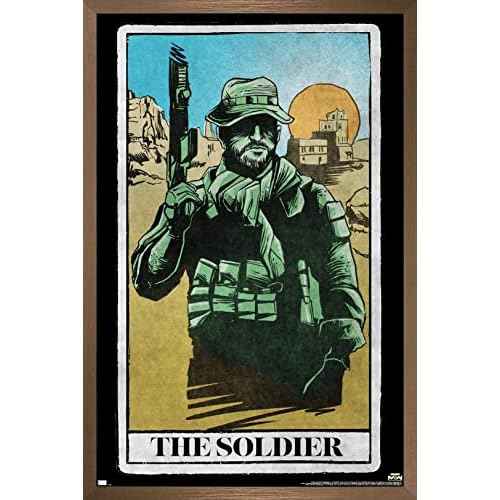 Trends International Call of Duty: Modern Warfare 2 - Captain Price Tarot Card Wall Poster, 14.725" x 22.375", Bronze Framed Version
