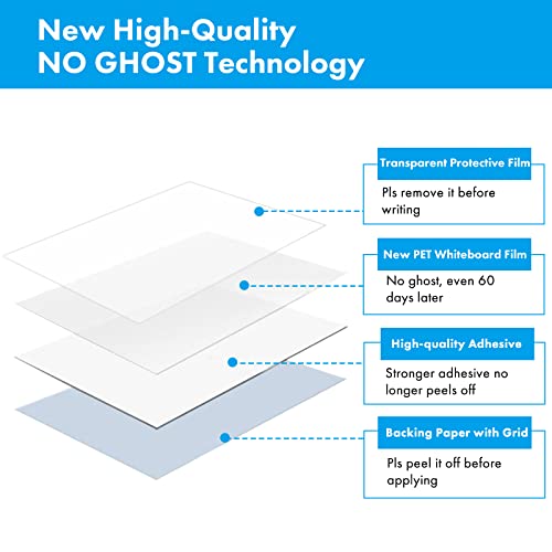 HAMIGAR White Board Peel & Stick Dry Erase Paper 18x79in No Ghosting – White, 79"W x 18"H