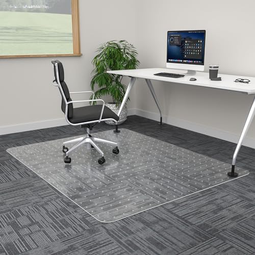 Extra Large Office Chair Mat for Carpet, 46" x 60" Clear Desk Chair Mat for Low Pile Carpeted Floors- Easy Glide Plastic Floor Mat for Office Chair on Carpet