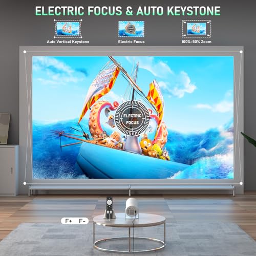 [Official Netflix & Electric Focus] Projector with WiFi and Bluetooth, XuanPad Full HD 1080P Portable Projector, 210¡Æ Rotatable Stand, Auto Keystone, Dust Removal and Heat Dissipation Design