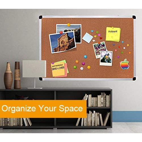 2-Pack 36 x 24 Inch Cork Board Bulletin Notice Board Message Memo Pin Board for Home Office School, Silver Aluminum Frame