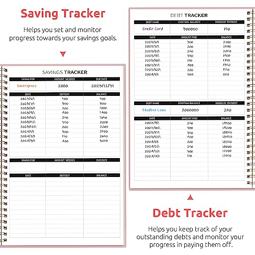 Budget Planner - Monthly Budget Book with Expense Tracker Notebook, Undated Bill Organizer & Finance Planner to Take Control of Your Money, 2025-2026 Account Book to Manage Your Finances-Pink