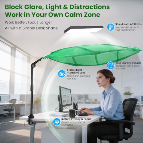 DIYZIXO 51-Inch Adjustable Desk Shade: Leaf Pattern Light Blocker with 360° Clamp