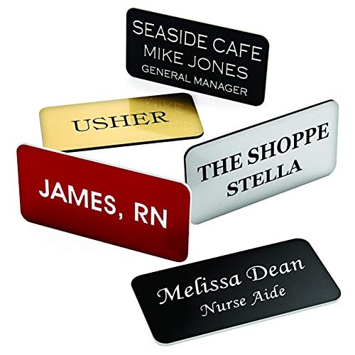 Providence Engraving Custom Name Tag 1x3 Inch European Gold & Black Personalized Badge