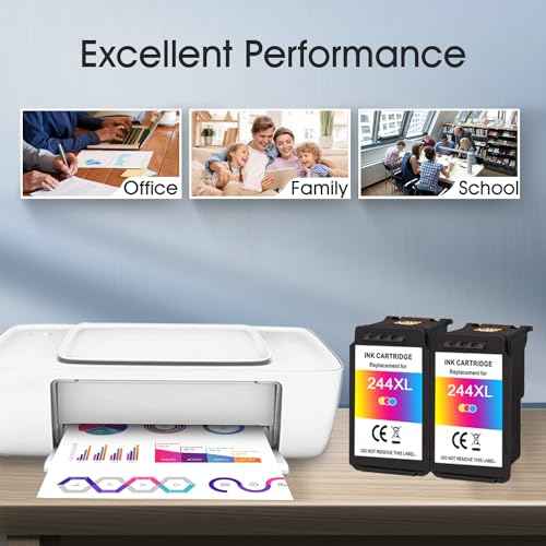 CL-244XL Color Combo Pack Ink Cartridges Remanufactured for Canon 244 244XL CL-244 XL High Yield Ink Fit for Pixma TR4520 TR4522 MG2520 MG2522 MG2922 TS3322 TS3122 TS202 Printer (Color, 2-Pack)