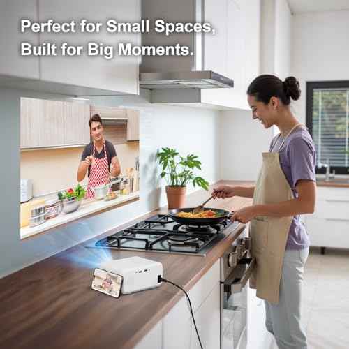 Mini Projector with WiFi and Bluetooth - 2025 Upgraded, 1080p Video Supported, 13000L, HiFi Speaker, Long-Life Lamp, Multi-Device Compatible - Create Your Portable Home Cinema for Bedroom