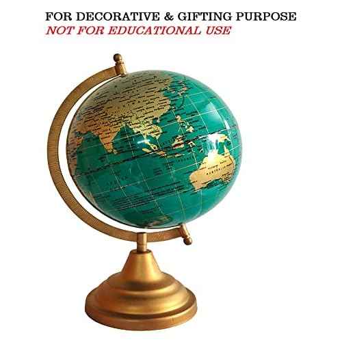 Premium Decorative Rotating Globe with Metal Arc and Base/World Globe/Home Decor/Office Decor (8 Inch, Green)