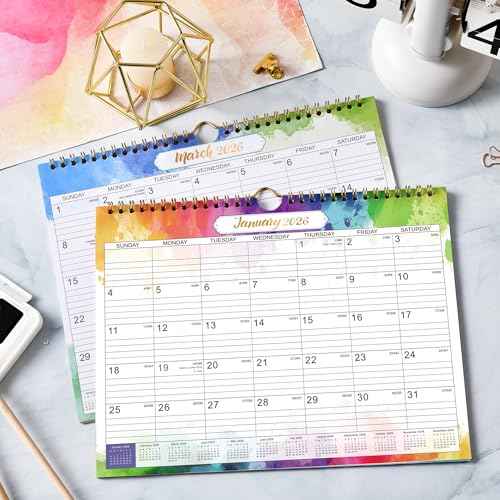 2026 Calendar - 2026 Wall Calendar 12 Months, from Jan.2026 - Dec.2026, Calendar 2026, Monthly Calendar with Julian Date, 11 x 8.5 in, Twin-Wire Binding, Great for Hanging on The Wall, Color Design