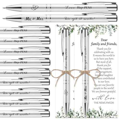 50 Sets Wedding Favors for Guests Includes 50 Black Ink Retractable Ballpoint Pen 50 Thank You Cards 50 Organza Bag with Hemp Rope Bridal Shower Favors Bridal Shower Gifts for Party Supplies