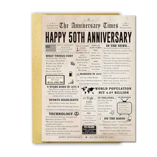 Jumbo 50th Anniversary Card for Women Men, Funny 50th Wedding Anniversary Decorations for Mom Dad, Romantic 50 Year Anniversary Card Gift for Wife Husband, Golden Wedding Gift