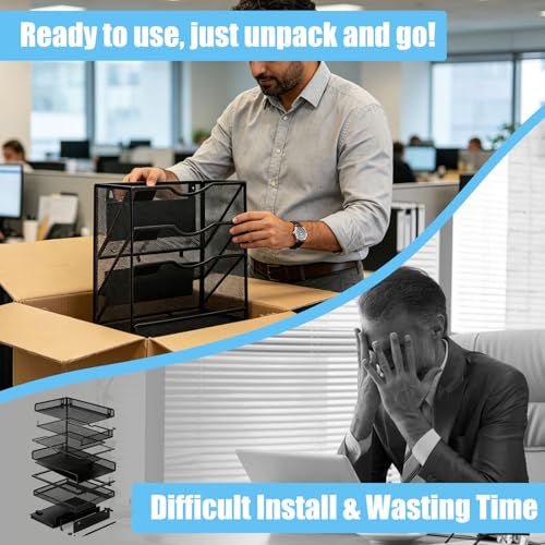 4-Tier Magnetic File Holder Organizer with Dual Mounting - FeForm