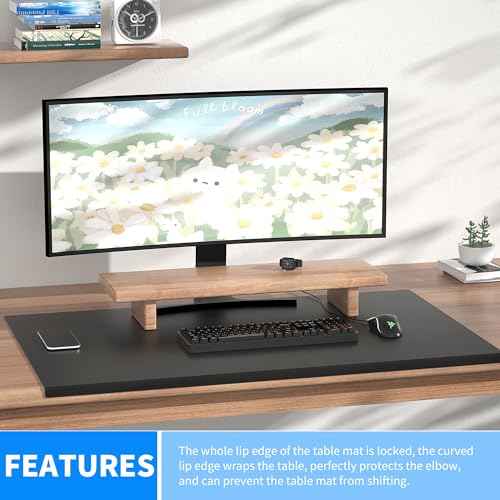 AKOZLIN Office Desk Pad Table Pad Blotter Protector TPU Surface Waterproof Mouse Pad Desk Writing Mat with Full Lip No Smell 29.5"x 17.7"