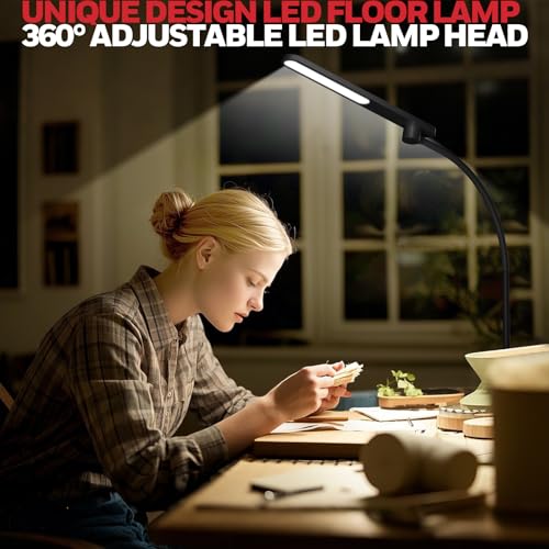 Honeywell LED Floor Lamp, F4 Sunturalux¢â Gooseneck Floor Lamps for Living Room, Super Bright Stepless Dimmable Tall Standing Lamp, Modern Eye-Caring Reading Floor Lamp for Bedroom Office Study