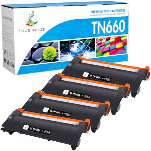 TRUE IMAGE TN660 Black Toner Cartridge Compatible Replacement for Brother TN660 TN-660 TN630 TN-630 for HL-L2320D HL-L2340DW HL-L2380DW MFC-L2700DW MFC-L2720DW DCP-L2540DW Printer (Black, 4-Pack)
