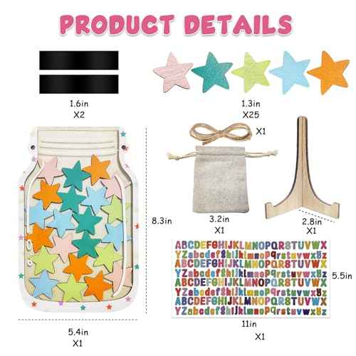 Magnetic Reward Jar for Kids ? Star Jar Reward System, Behavior Classroom Incentive Jar with Fun Star Chart, Suitable for Teachers Parents (Mason Jar with Stars, Kids Motivational Tool)