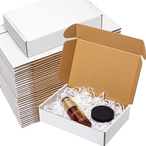 Wowxyz 9x6x2 Inch White Corrugated Shipping Boxes 60 Pack - Heavy Duty Mailers