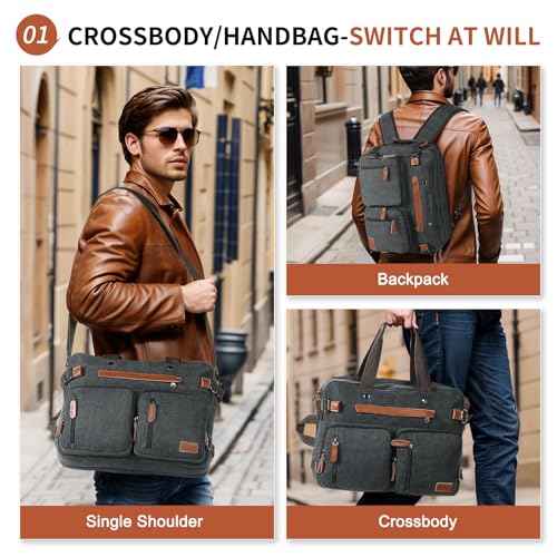 Canvas Laptop Backpack for Men, Versatile 3-in-1 Design and Pockets for Organized Storage