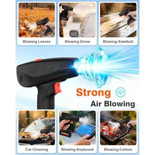 Compressed Air Duster with 20V Battery - 150,000RPM Cordless Electric Duster for PC Cleaning, 4-Gear Portable Air Blower with Magnetic Nozzles, for Keyboard, Computer, Car