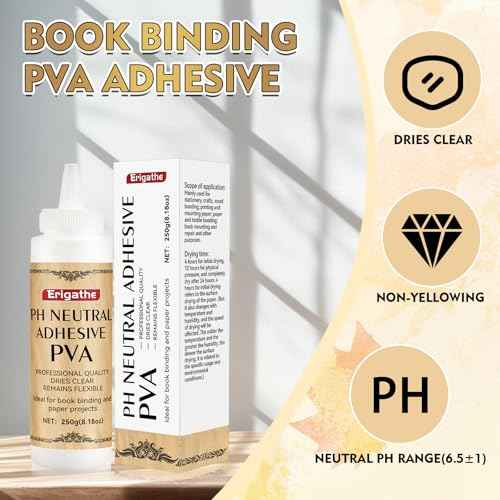 250g Book Glue,Neutral PH PVA Adhesive, Acid-Free, All-Purpose, Dries Clear and Remains Flexible, Used for Bookbinding and Repair, Framing, Collages, Paper Art and Crafts (1)