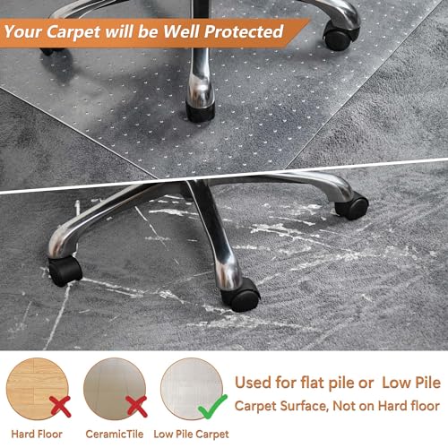 Office Chair Mat for Carpets - 30¡± x 48¡± Clear Carpet Chair Mats for Low Pile Carpeted Floors Home Office, Studded Floor Mat for Office Chair on Carpet