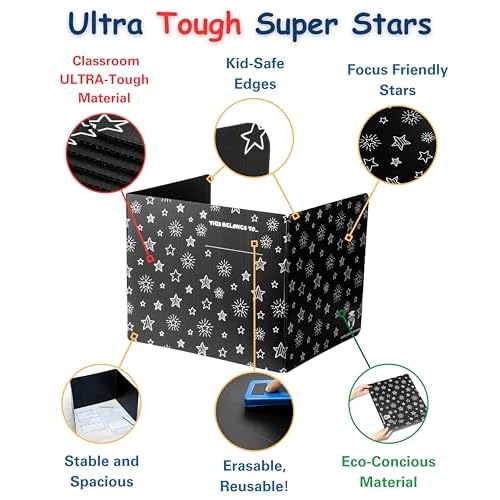 25 Plastic Privacy Folders for Students ? Durable ? Black Desk Dividers for Students, Easy-Store Privacy Shields for Student Desks, Testing for Classroom, Test Dividers
