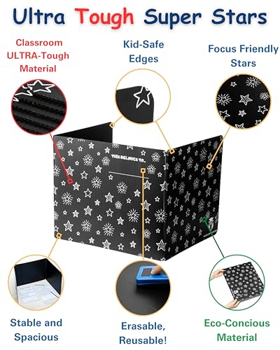Black 25 Pack Privacy Folders for Students Desk Dividers Testing Shields