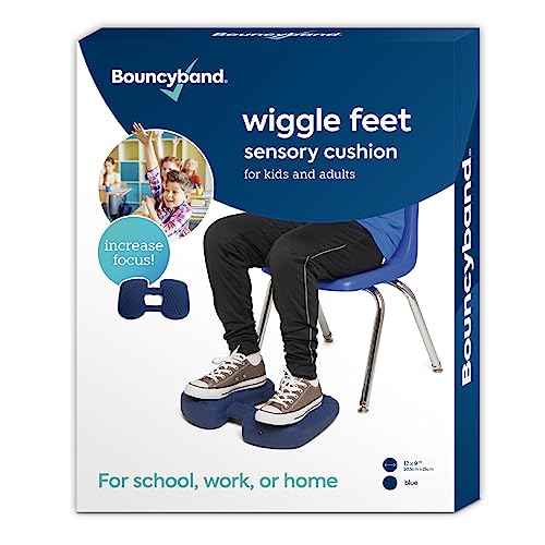 Bouncyband Wiggle Feet, Dark Blue, 1 Pack ? Sensory Foot Cushion Quietly Facilitates Movement to Help Improve Concentration - 12¡± x 9¡± x 2.5¡± Sensory Tool, Ideal for The Classroom, Work, or at Home