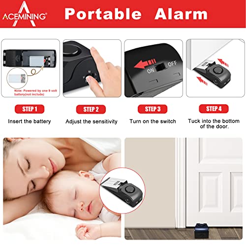 AceMining Portable Door Lock Home Security Door Lock Travel Lockdown Locks for Additional Safety and Privacy Perfect for Traveling Hotel Home Apartment College - 4 Pack