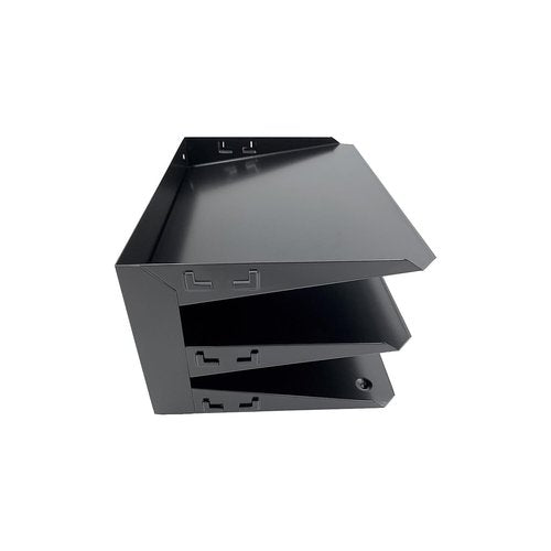 Huron Desktop Horizontal 3-Slot File Binder Organizer Storage Letter Tray, Black Commercial Grade Steel