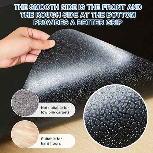 Nuanchu Office Chair Mat for Hardwood & Tile Floor, 48'' x 36'' Heavy Duty Computer Gaming Chair Mat Large Black Non Slip Floor Protector for Home, Office and Gaming, Convex