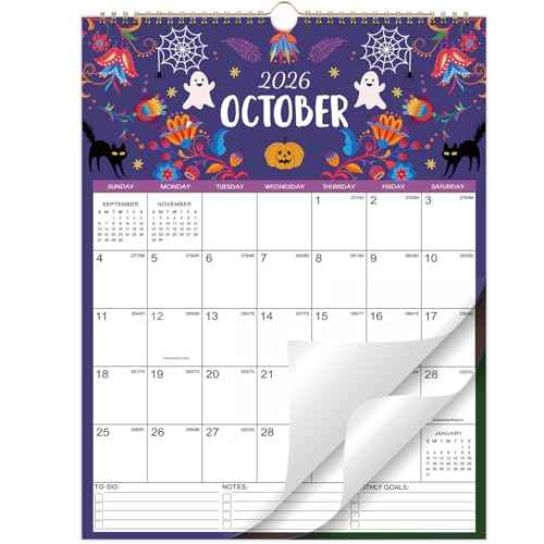2026 Calendar - JAN 2026 - DEC 2026, Wall Calendar, 12 Monthly, Calendar 2026, 14.6" x 11.4", Wall Calendar 2026 with Twin-Wire Binding + Hanging Hook + Julian Dates, Calendar for Organizing