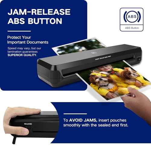 Laminator 13 Inch A3 Laminator Machine, 7 in 1 Desktop Thermal Laminator Never Jam with 40 Laminating Pouches, Paper Trimmer and Corner Rounder, Fast Warm-Up Home Office School Use, Black