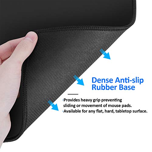 JIKIOU Black Mouse Pad with Stitched Edges 10.2x8.3in, Non-Slip & Washable