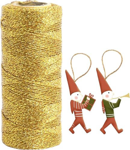 UBCGOTT Gold String Twine 328 ft 1.5 mm for Gift Wrapping & Crafts (Variant: Gold)