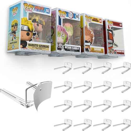 Modern JP Adhesive Display Shelf for Funko Pop Boxes (16-Pack) ? Clean Mount for Funko Pop Display ? Easy Adhesive Install ? Box-Safe, No-Drill Setup ? Clear