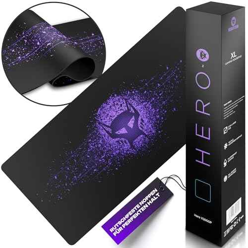 BEASTCOM Hero X2000 Gaming Mouse Pad, Purple - XL Mousepad 36"x 12" Large Mouse Pad - Thick Cloth Desk Mat for Keyboard and Mouse - Non Stitched Edges & Anti Sweat Design
