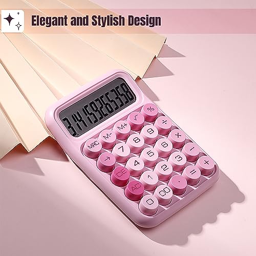 Pink Mechanical Switch 12-Digit Calculator with Large LCD - Mr. Pen
