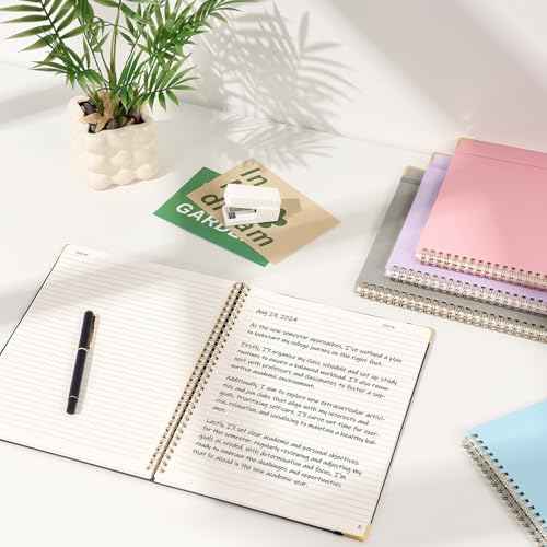 A5 Spiral Notebook Journal for Women & Men, Hardcover Large Notebooks for Work with Content Pages, 100 GSM Paper, College Ruled Journals for Work School Note Taking Writing-Black, Black