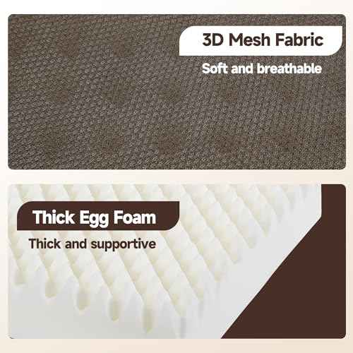 HOMBYS 5" Thick Egg Shaped Foam Recliner Chair Cushion for Elderly, Thicken & Extra Large Seat Cushion Chair Pad for Couch, Armchair, Wheelchair for Easy to Stand Up & Reduce Hip & Lumbar Pain, Brown
