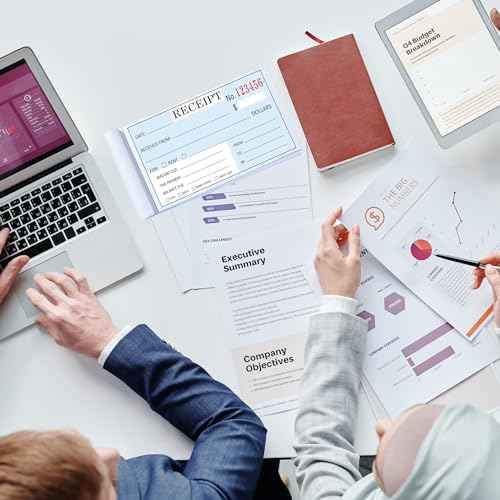 2 Packs Receipt Book with Carbon Copies,Receipt Book for Small Business,2-Part Carbonless,Blue and Yellow Copy,100 Sets per Book