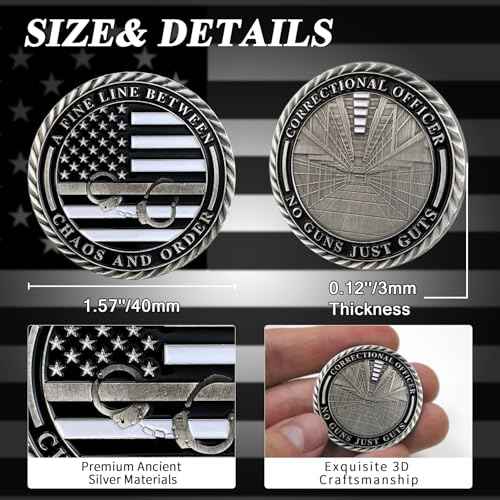 10Pcs Thin Gray Line Coin, Correctional Officer Silver Challenge Coins Honor Correctional Officers Gray Prison Police Coin Law Enforcement Appreciation Gifts