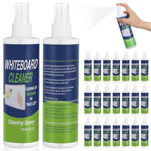 24 Pack Whiteboard Cleaner Spray Bottle 8.5oz Dry Erase Board Surface Cleaner White Board Cleaning Spray Removes Stubborn Marks from Chalkboard