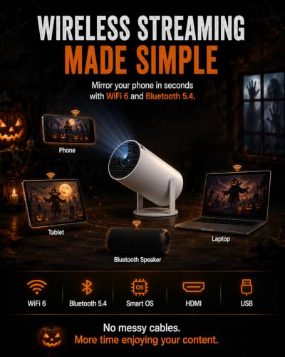 Halloween Window Projector with WiFi & Bluetooth, Black with Curtains