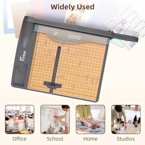 Firbon 12-Inch Heavy Duty Wood Guillotine Paper Cutter with Steel Blade