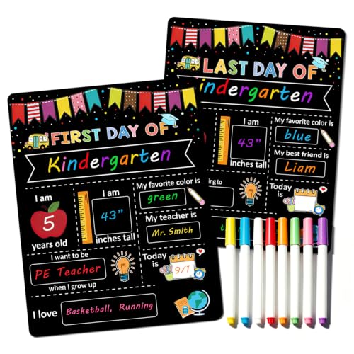 My First Day of School Sign Kit Wooden Chalkboard with Markers for Preschool & Kids