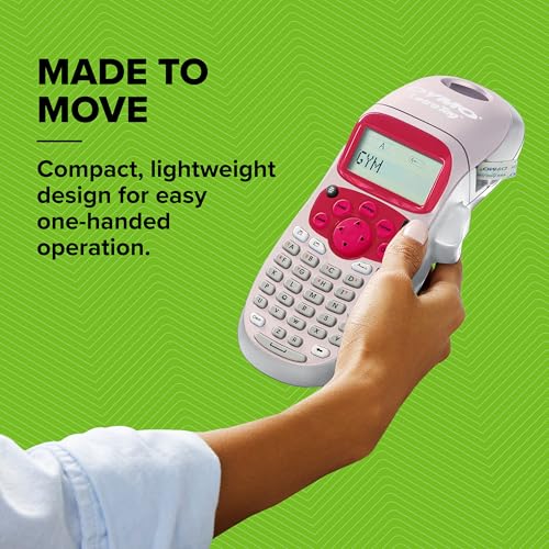 DYMO LetraTag LT-100H Handheld Aesthetic Label Maker | ABC Keyboard Label Printer with Easy-to-Use, 13 Character LCD Screen | Great for Home & Office Organization | Pink (New)