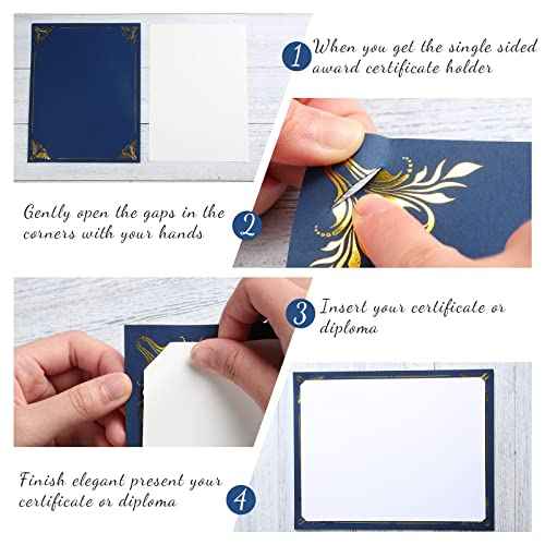 Fainne 100 Pcs Certificate Holder Foil Border Bulk 8.5 x 11 Inch Single Sided Award Diploma Cover for Letter Size Cardstock Document Paper Graduation School Marriage Supplies